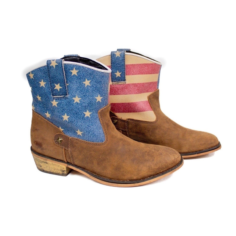 Sterling River Santa Fe Leather Boots | Western | American Flag | Size 7.5